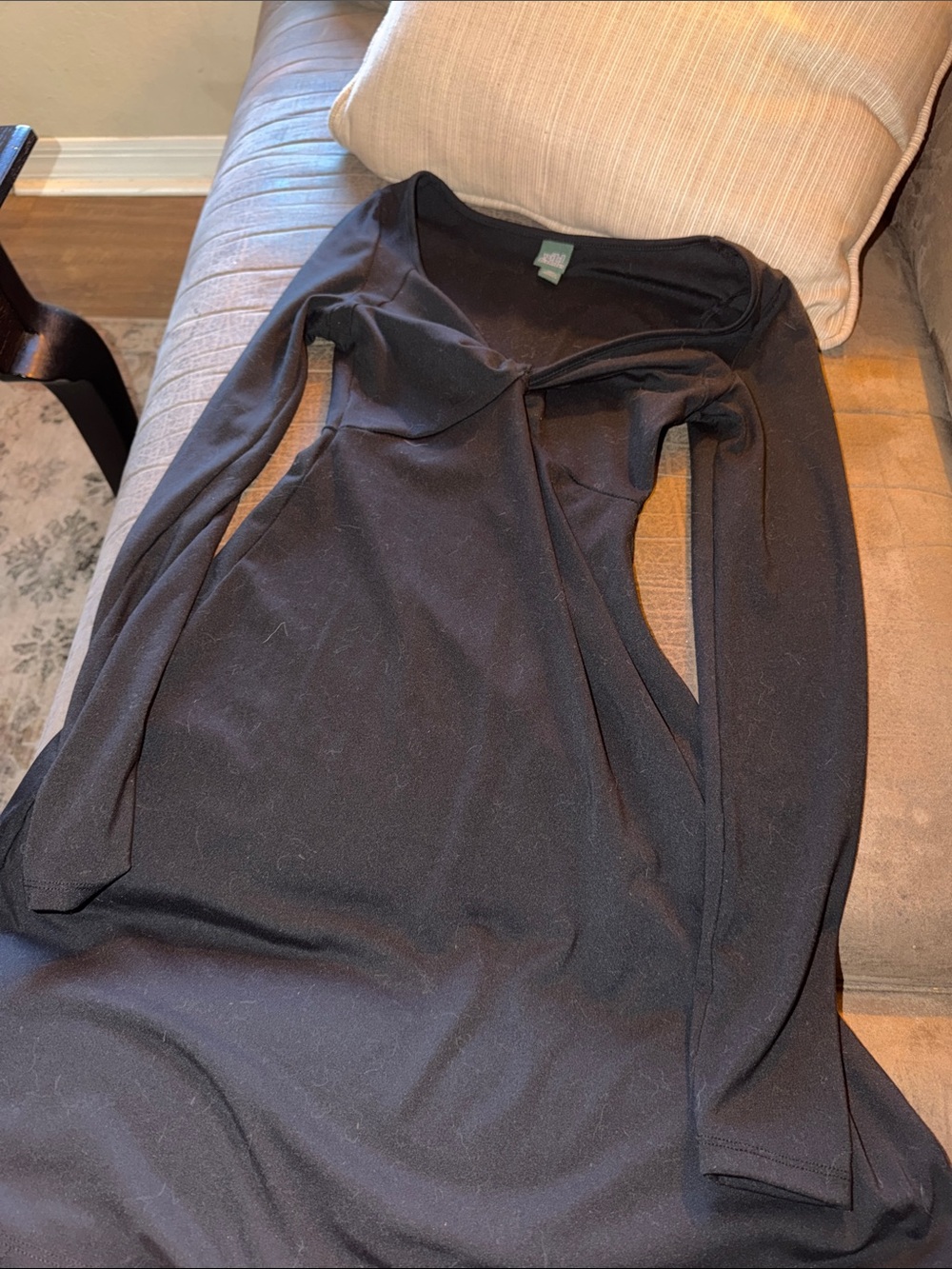 Black Long-Sleeve Women's Dress criss cross front